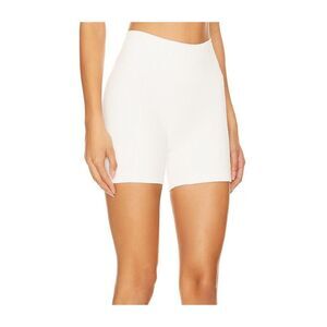 New Gigi C Mila Snakeskin High Waist Bike Shorts L Ivory White